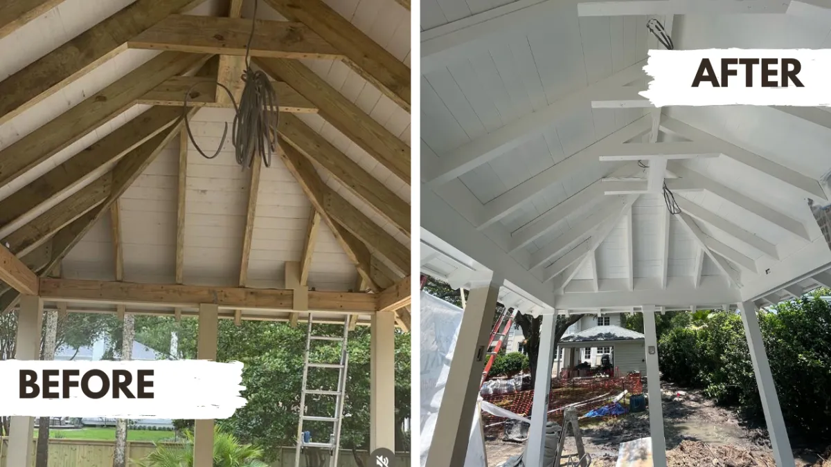 Gazebo ceiling transformation - before and after painting