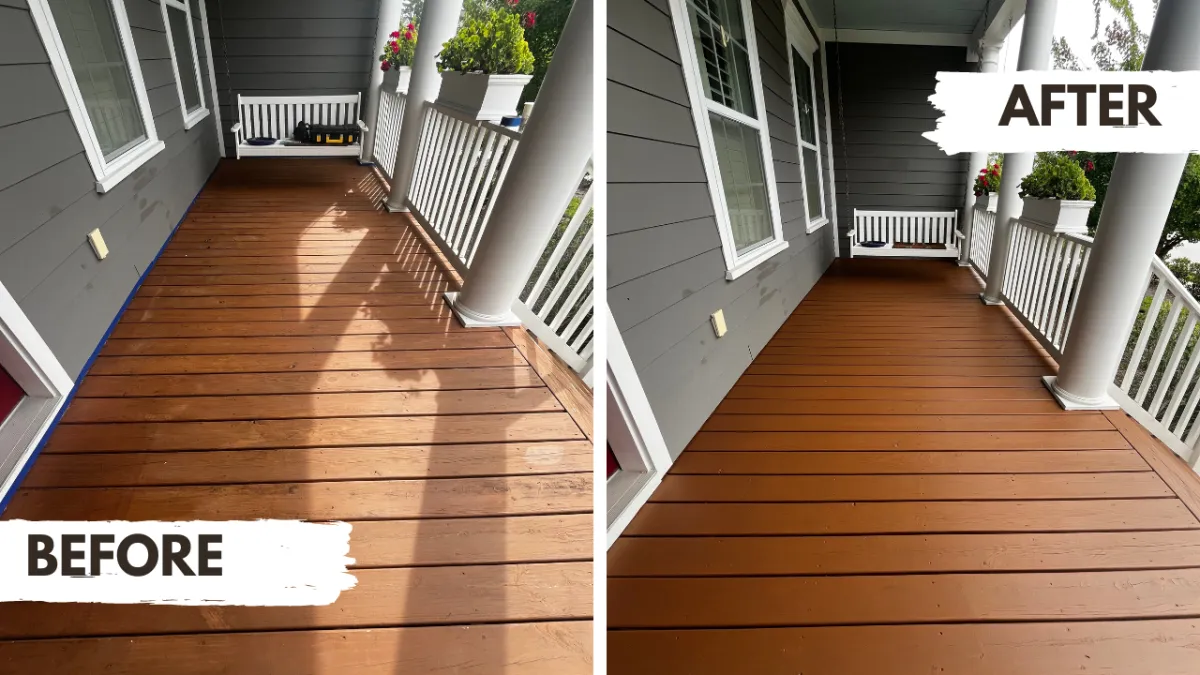 Deck staining project - rich brown finish