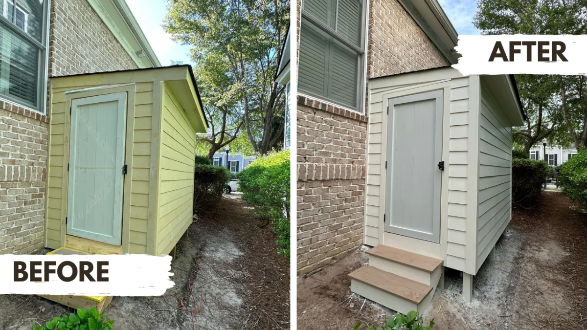 Shed painting project - light grey exterior